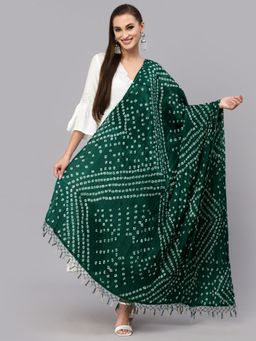 Stylum - Womens Bandhani Print Silk Blend Dupatta Green