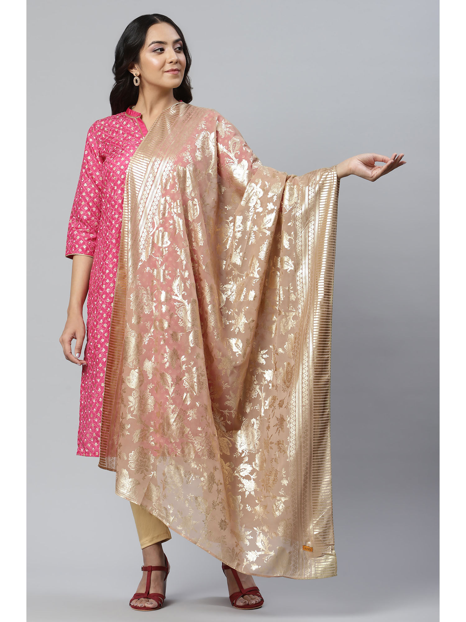 aurelia Blue Placement Print Silver Chiffon Dupatta-picture-40