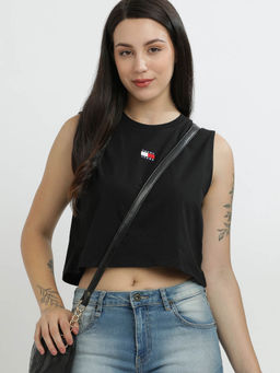 Tommy Hilfiger - Womens Black Color Crop Top