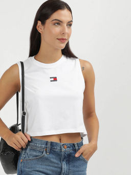 Tommy Hilfiger - Womens White Color Crop Top