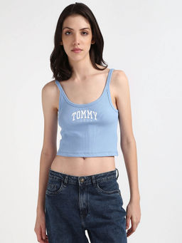 Tommy Hilfiger - Womens Blue Color Crop Top