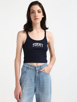 Tommy Hilfiger - Womens Blue Color Crop Top