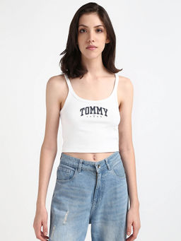 Tommy Hilfiger - Womens White Color Crop Top