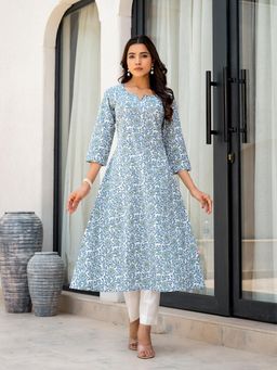 Aravalii - Azure Blossom Kurta