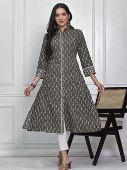 Aravalii - Olive Floral Print Kurta