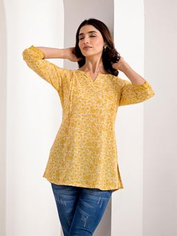 Aravalii - Lemon Floral Printed Kurti