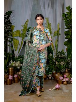 Baise Gaba - Lakshmi Green Kurta with Pant and Dupatta (Set of 3)