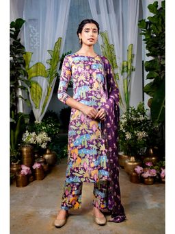 Baise Gaba - Saraswati Purple Kurta with Pant and Dupatta (Set of 3)