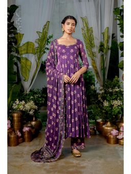 Baise Gaba - Keerthi Purple Anarkali Kurta with Pant and Dupatta (Set of 3)
