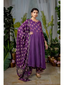 Baise Gaba - Sugandhi Purple Anarkali Kurta with Pant (Set of 2)