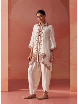 Lakshita - Women Off White Rayon Embroidered Tunic