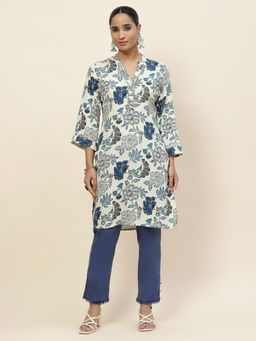 Lakshita - Women Blue Rayon Floral Kurta