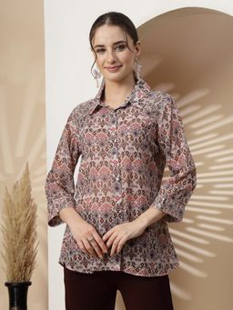 Nayam by lakshita - Pink Ditsy Ikat Printed Shirt for Women