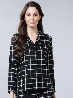 TOKYO TALKIES - Women Black and White Checked Sleep Shirt