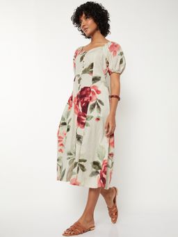 max - Women Multi-Color Floral Half Sleeves Dress