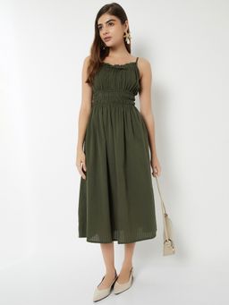 max - Women Green Textured Sleeveless Dress