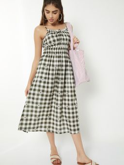 max - Women Multi-Color Checks Sleeveless Dress