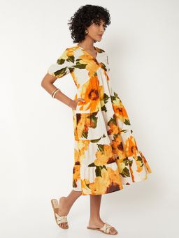 max - Women Multi-Color Floral Three Fourth Sleeves Dress