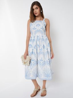 max - Women White Printed Sleeveless Dress