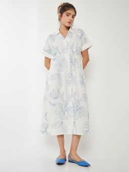 max - Women White Embroidered Half Sleeves Dress