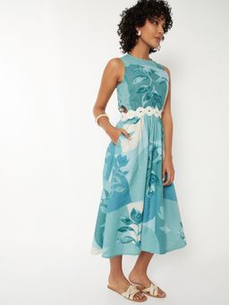 max - Women Blue Printed Sleeveless Dress