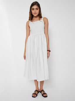 max - Women Off White Solid/Plain Sleeveless Dress