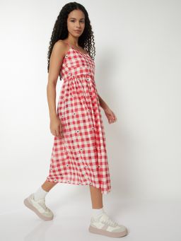 max - Women White Checks Sleeveless Dress