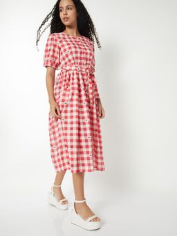 max - Women White Self Design Half Sleeves Dress