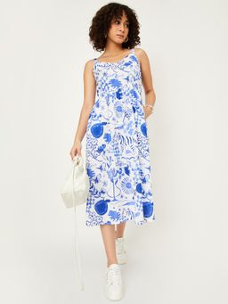 max - Women Blue Printed Sleeveless Dress