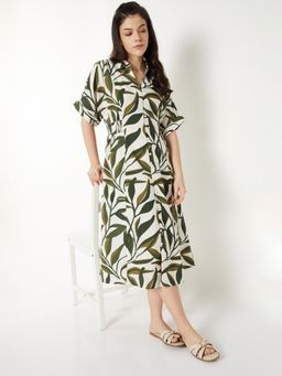 max - Women Off White Printed Half Sleeves Dress