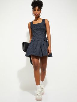 max - Women Navy Blue Stripes Sleeveless Dress