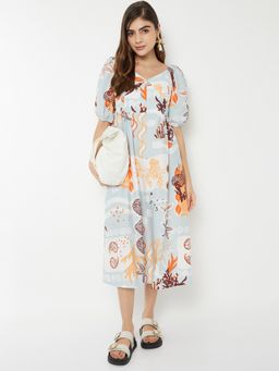max - Women Multi-Color Printed Half Sleeves Dress