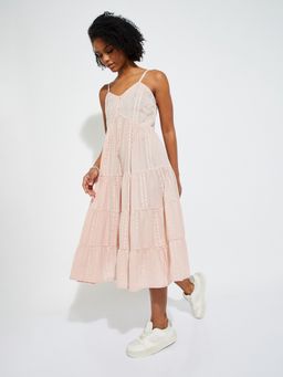 max - Women Pink Embroidered Sleeveless Dress