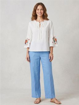 Scoup - White Cotton Embroidered Top