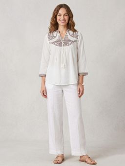 Scoup - White Cotton Embroidered Top