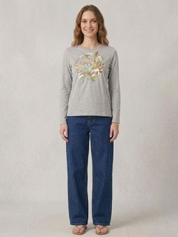 Scoup - Embroidered Grey Top