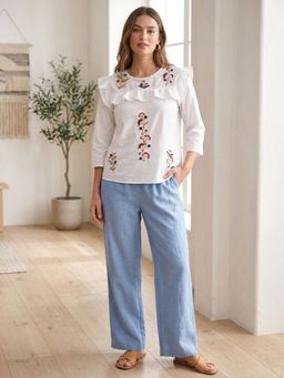 Scoup - Cotton Embroidered Frill Top