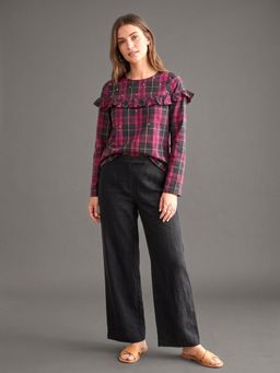 Scoup - Cotton Check Beaded Top.
