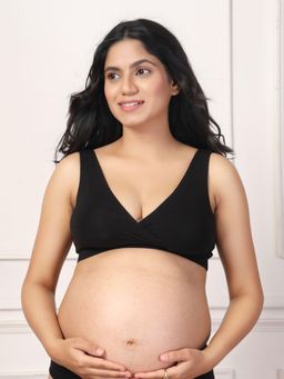Zelena - Black Stretchable Maternity Padding Feeding Bra