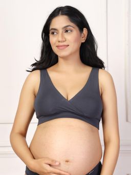 Zelena - Grey Stretchable Maternity Padding Feeding Bra