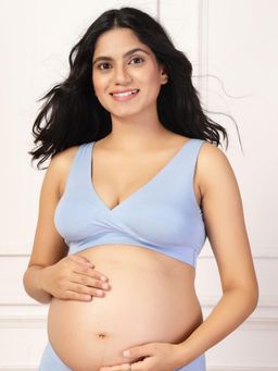 Zelena - Blue Stretchable Maternity Padding Feeding Bra