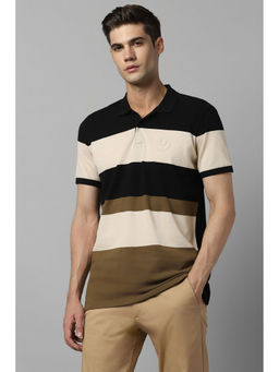 Allen Solly - Men Black Colorblock Polo Neck T-Shirt