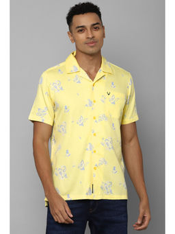 Allen Solly - Men Yellow Custom Fit Print Half Sleeves Casual Shirt
