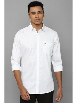 Allen Solly - Men White Slim Fit Print Full Sleeves Casual Shirt