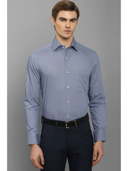Louis Philippe - Men Blue Classic Fit Print Full Sleeves Formal Shirt