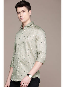 Simon Carter - Men Printed Olive Shirt