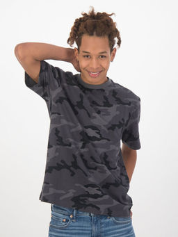 American Eagle - Men Grey Short Sleeve Camo T-Shirt