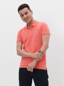 American Eagle - Men Orange Slim Fit Flex Polo T-Shirt