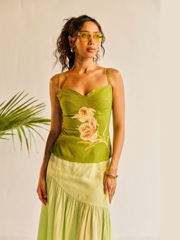 Lea Clothing - Women Lily Green Bloom Top