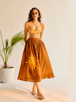 Lea Clothing - Women Sunkiss Amber Orange Crop Top